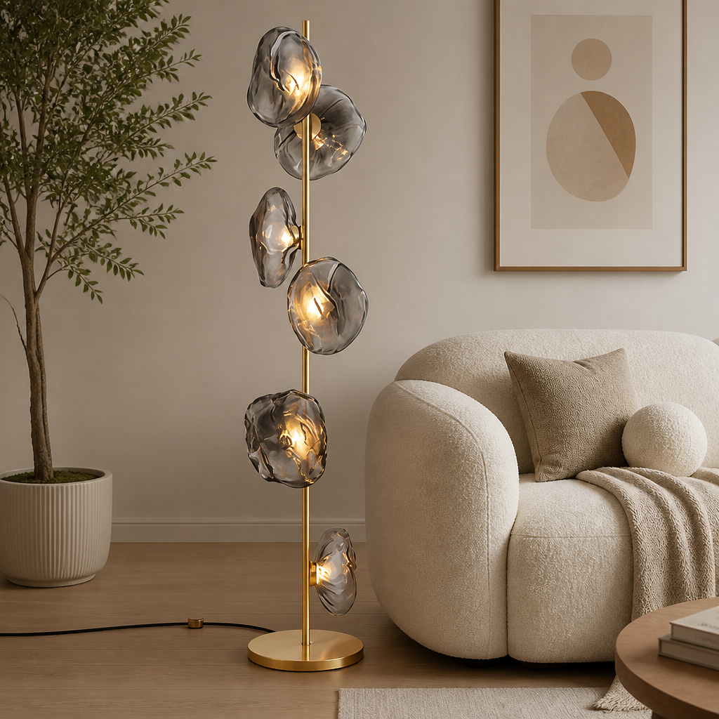 Scandinavian Metal & Glass LED Floor Lamp