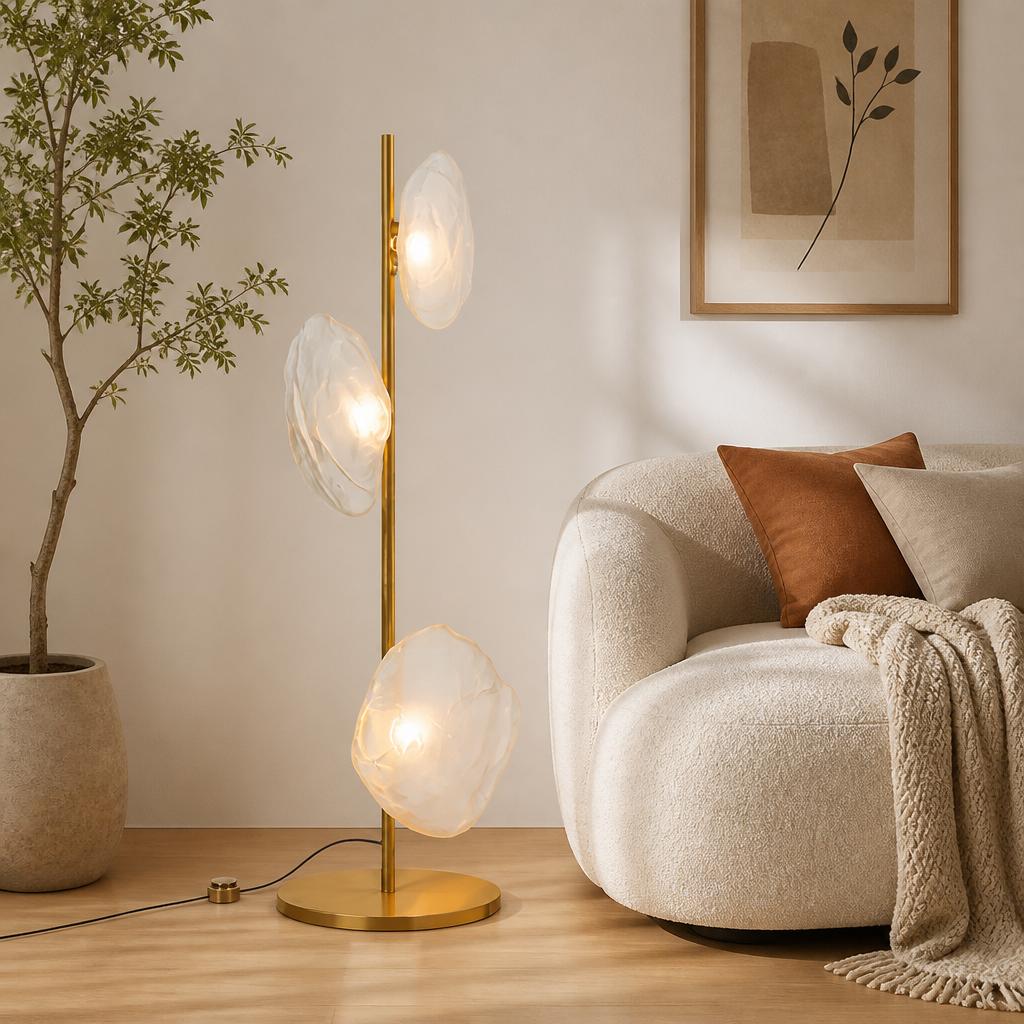Scandinavian Metal & Glass LED Floor Lamp