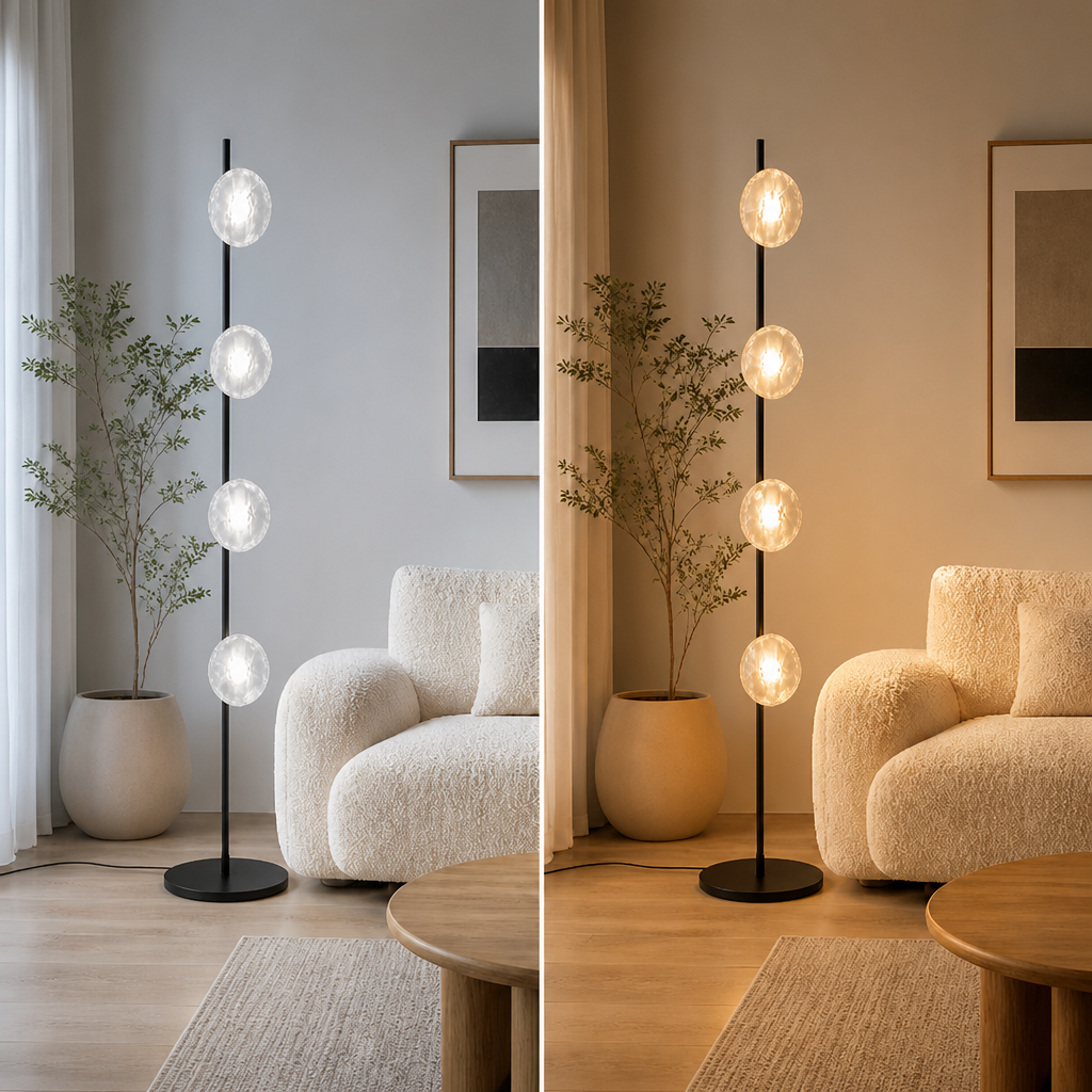 Scandinavian Metal & Glass LED Floor Lamp