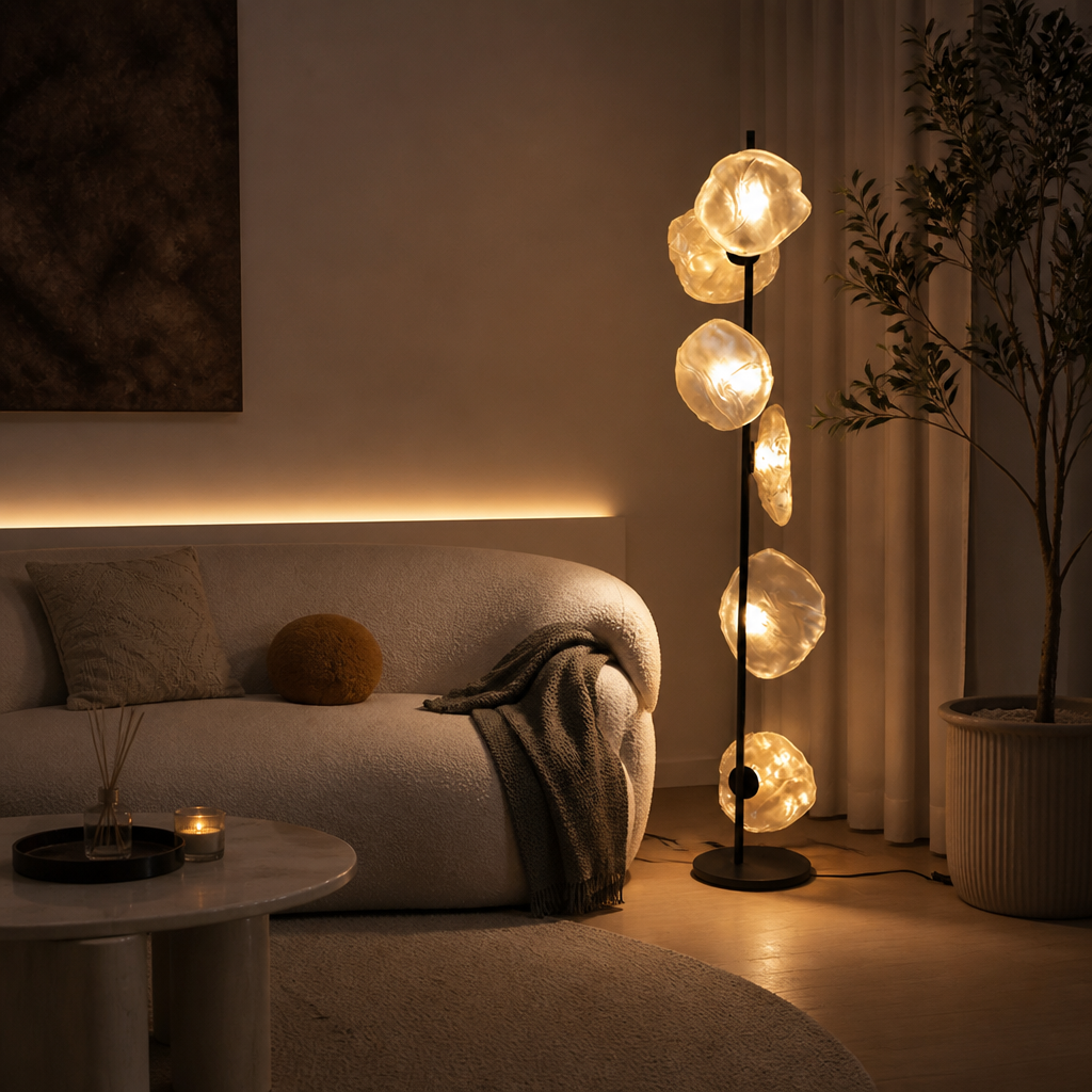Scandinavian Metal & Glass LED Floor Lamp