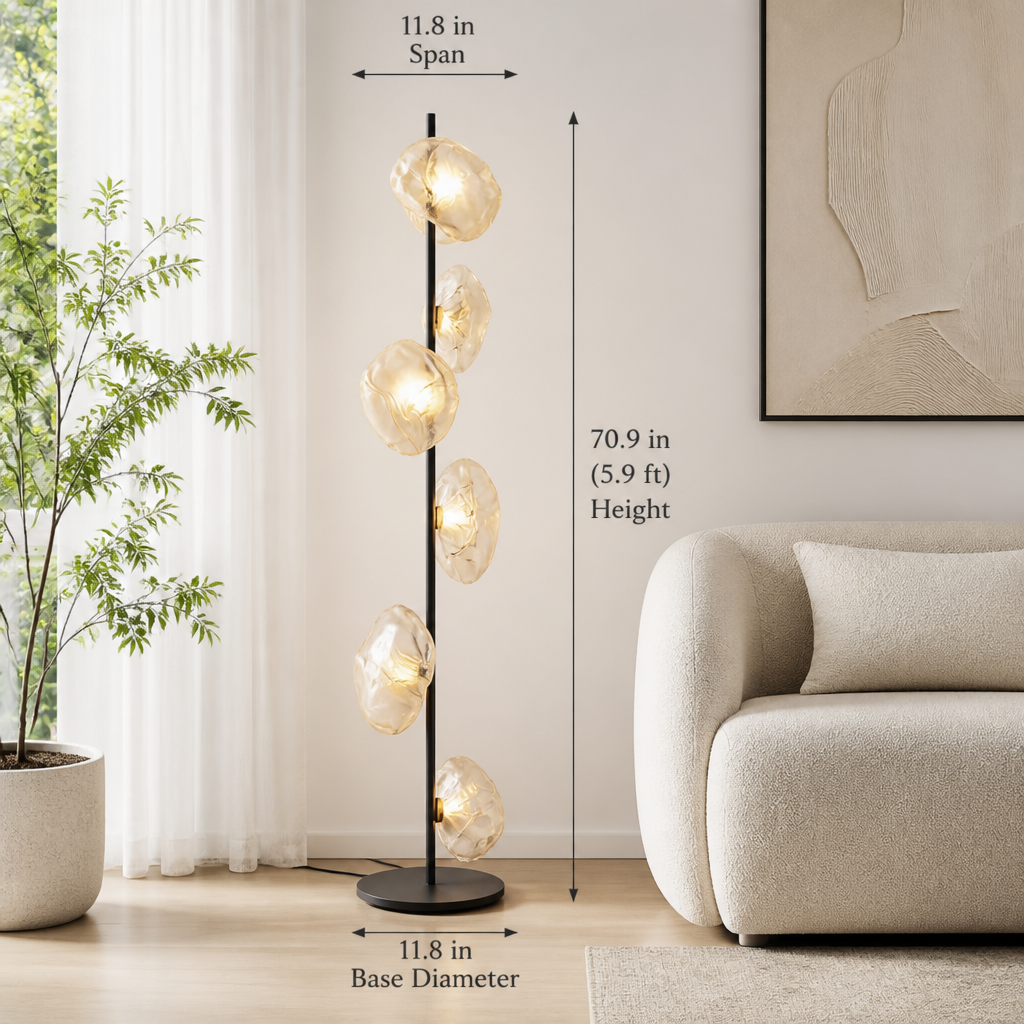 Scandinavian Metal & Glass LED Floor Lamp