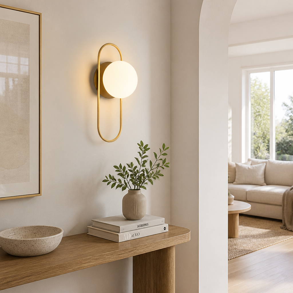 Scandinavian Metal & Glass LED Globe Wall Sconce