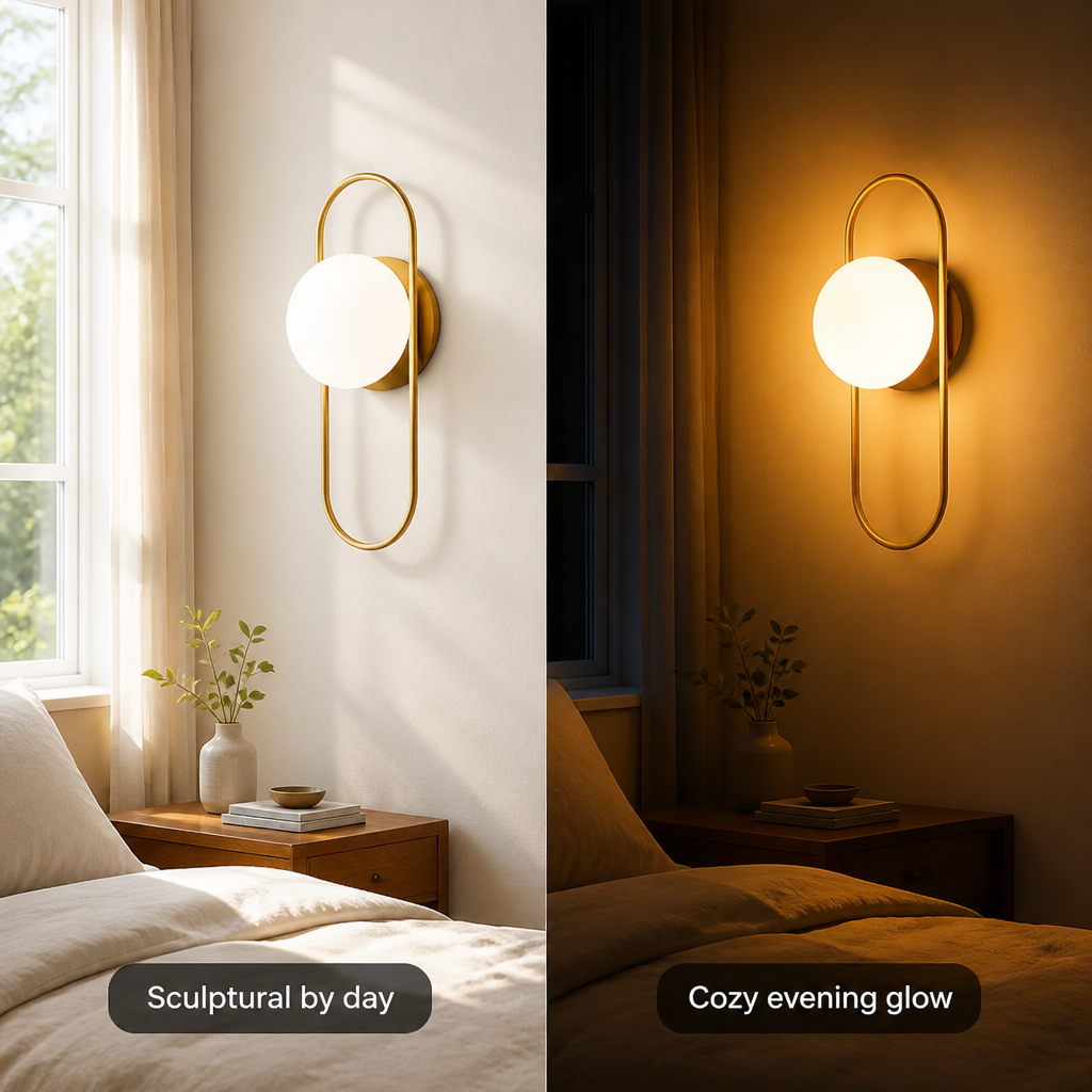 Scandinavian Metal & Glass LED Globe Wall Sconce