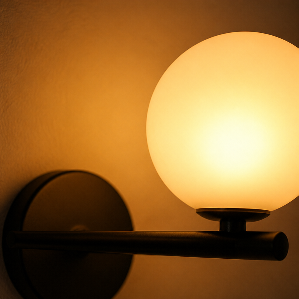 Scandinavian Metal & Glass LED Globe Wall Sconce
