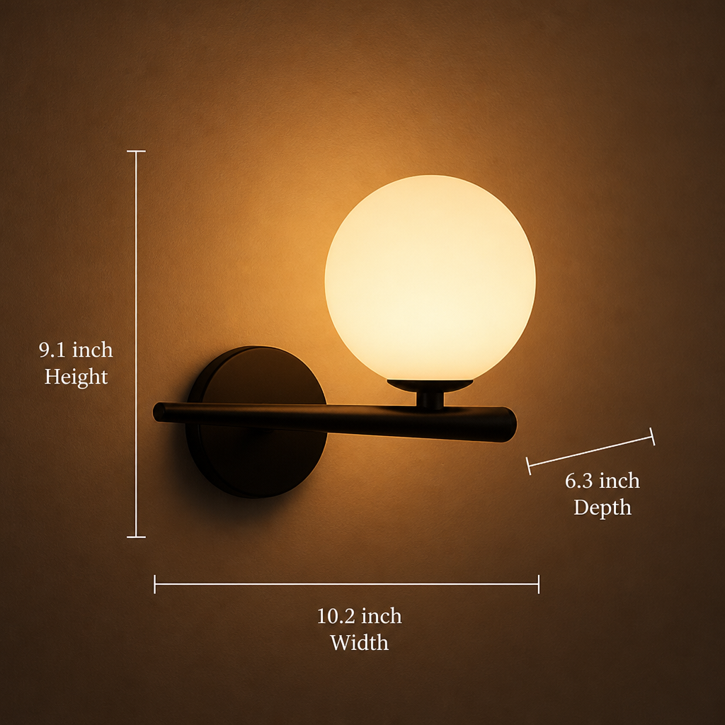 Scandinavian Metal & Glass LED Globe Wall Sconce