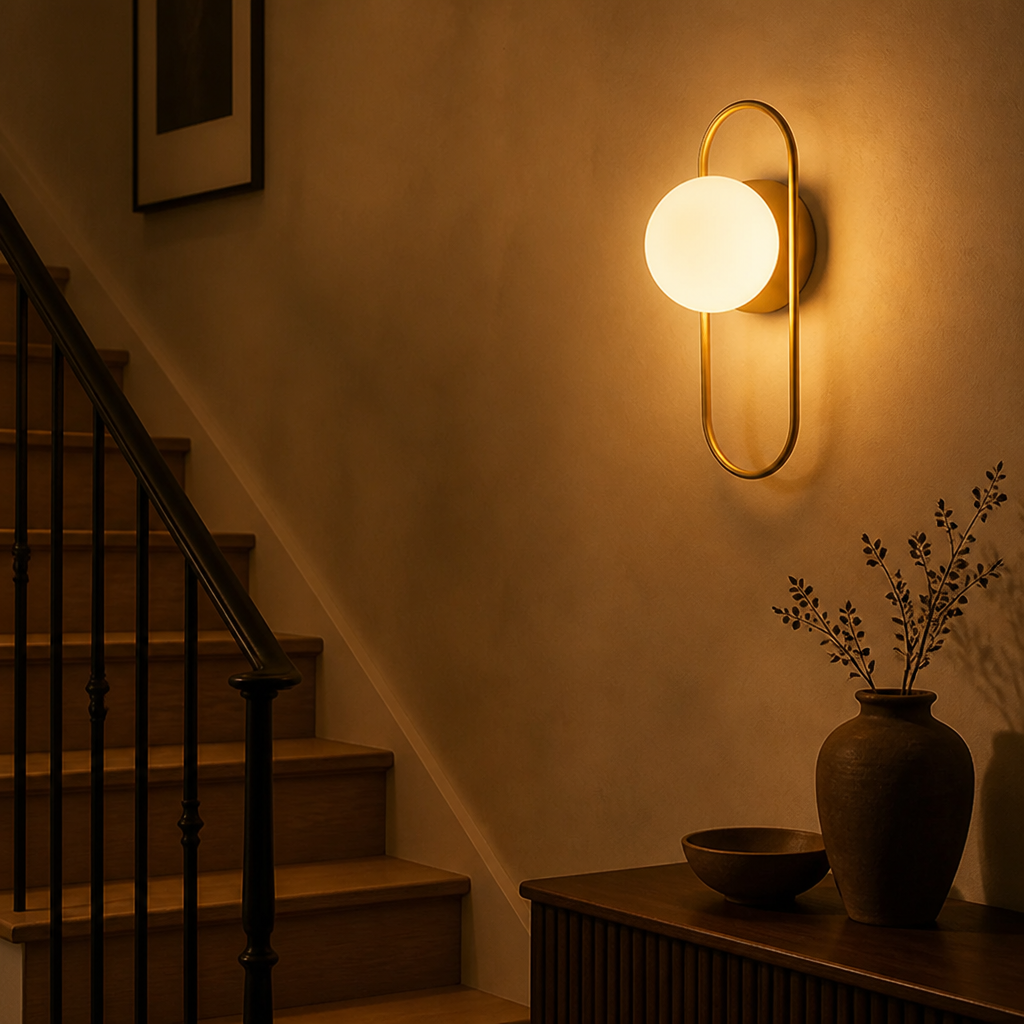 Scandinavian Metal & Glass LED Globe Wall Sconce