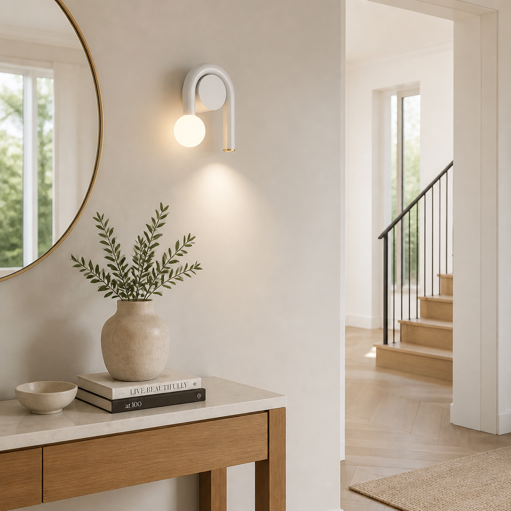 Scandinavian Metal & Glass U-Shape Wall Sconce