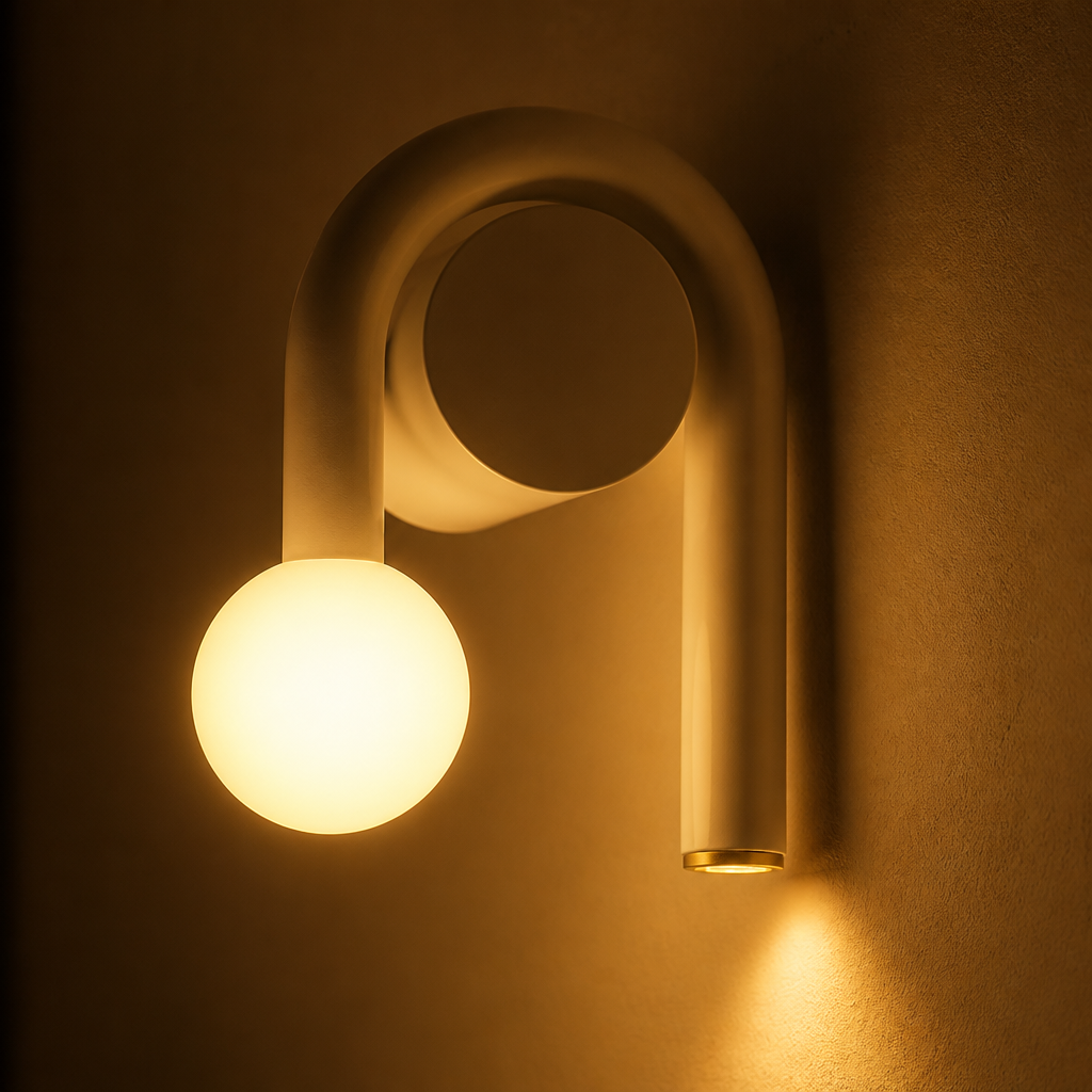 Scandinavian Metal & Glass U-Shape Wall Sconce