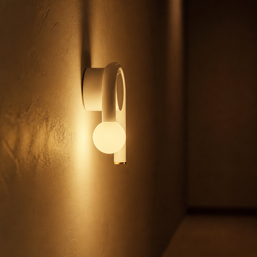 Scandinavian Metal & Glass U-Shape Wall Sconce