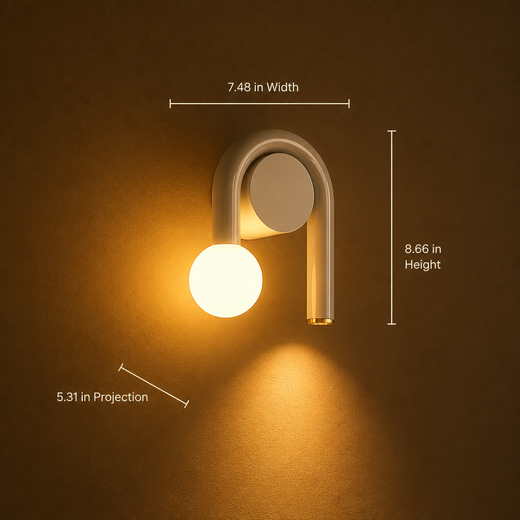 Scandinavian Metal & Glass U-Shape Wall Sconce