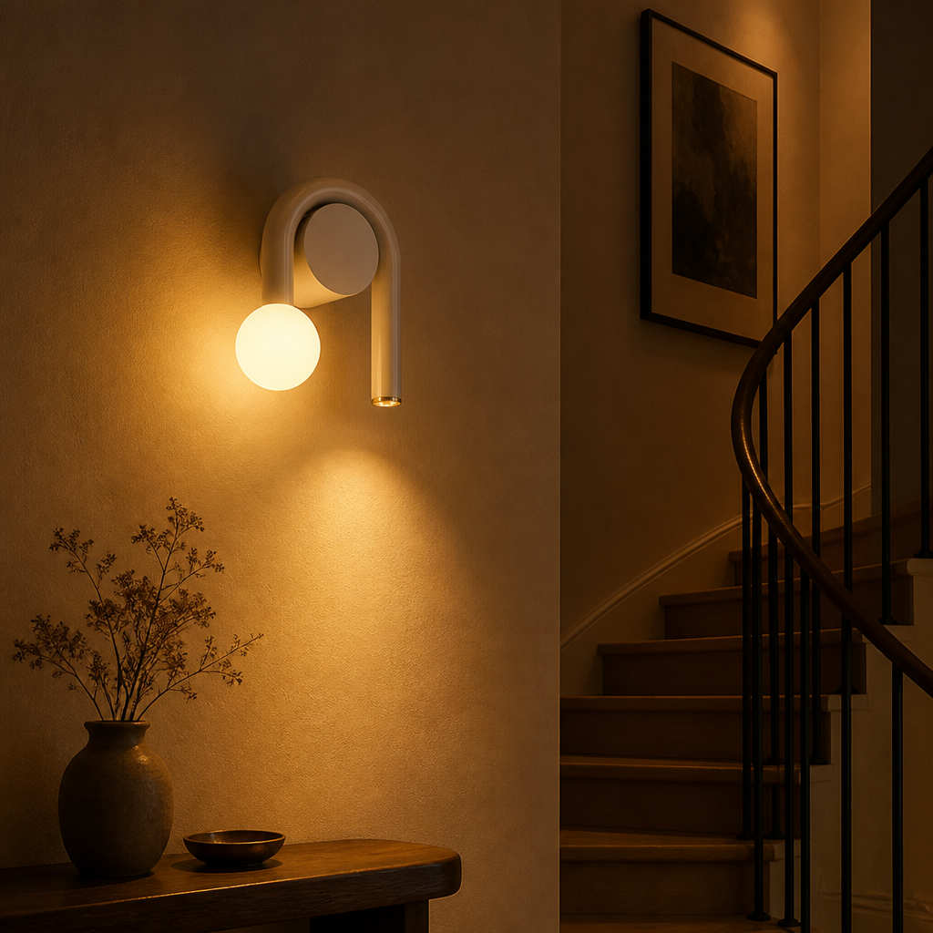 Scandinavian Metal & Glass U-Shape Wall Sconce