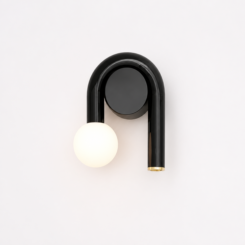 Scandinavian Metal & Glass U-Shape Wall Sconce