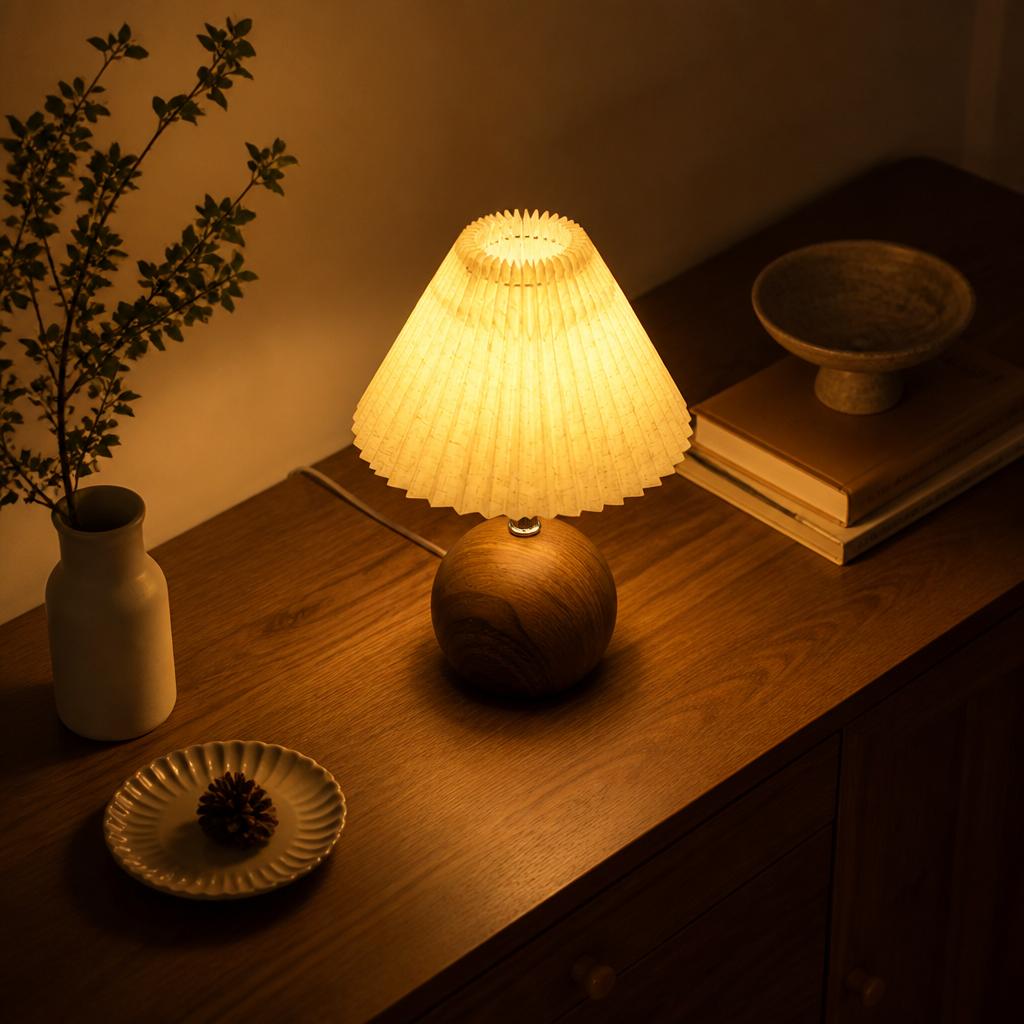 Scandinavian Metal LED Pleated Shade Table Lamp