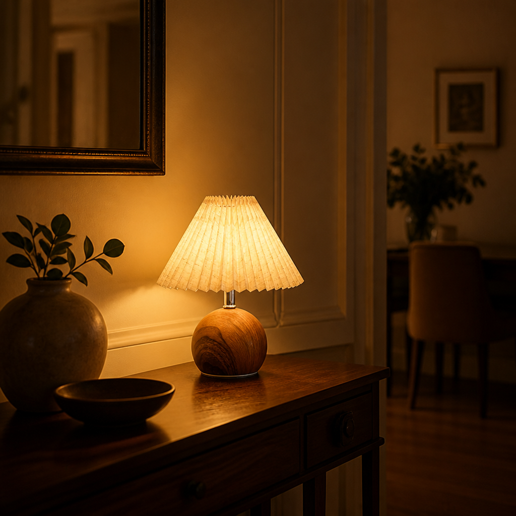 Scandinavian Metal LED Pleated Shade Table Lamp