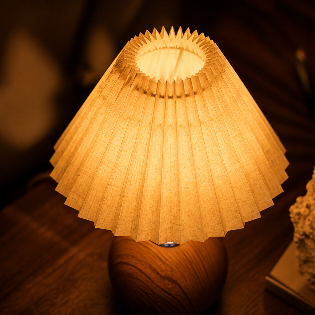 Scandinavian Metal LED Pleated Shade Table Lamp