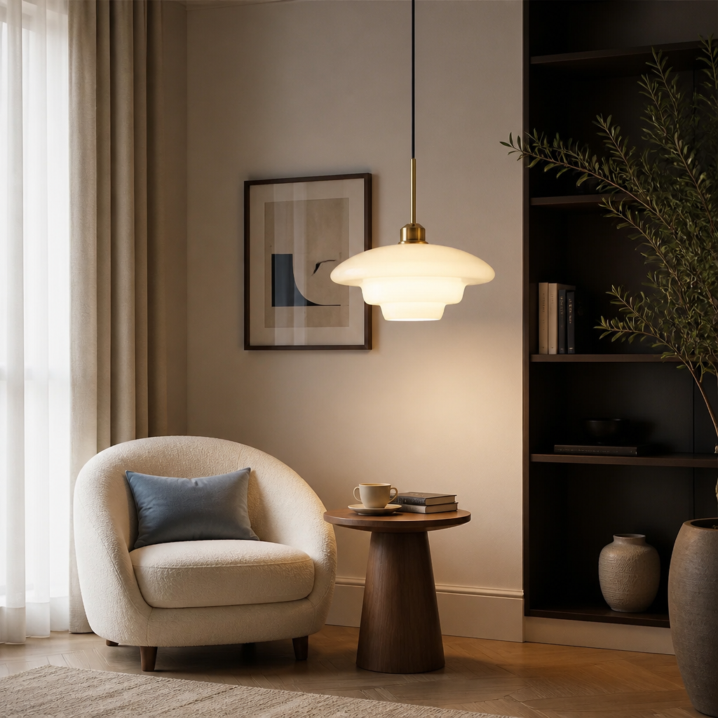 Scandinavian Milk Glass LED Pendant Light