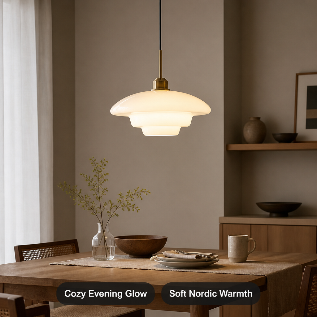 Scandinavian Milk Glass Pendant Light