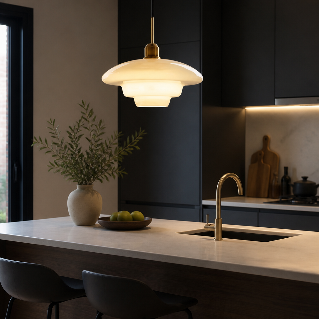 Scandinavian Milk Glass Pendant Light