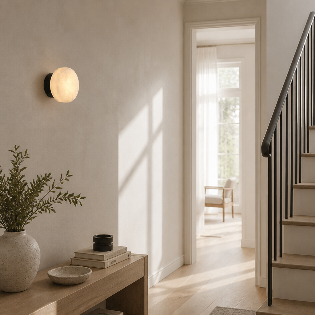Scandinavian Natural Marble LED Round Wall Sconce