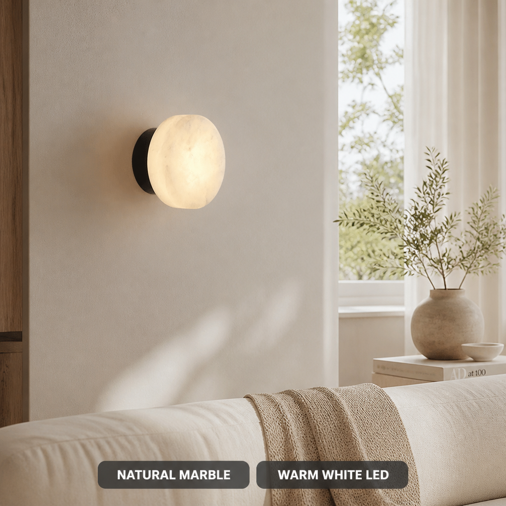 Scandinavian Natural Marble LED Round Wall Sconce