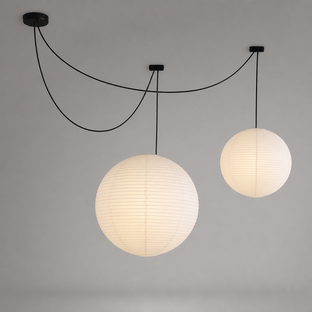Scandinavian Rice Paper Round Lantern Pendant Light