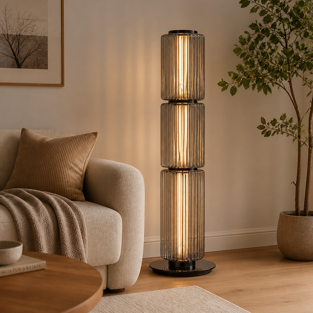 Scandinavian Smoked Glass LED Floor Lamp