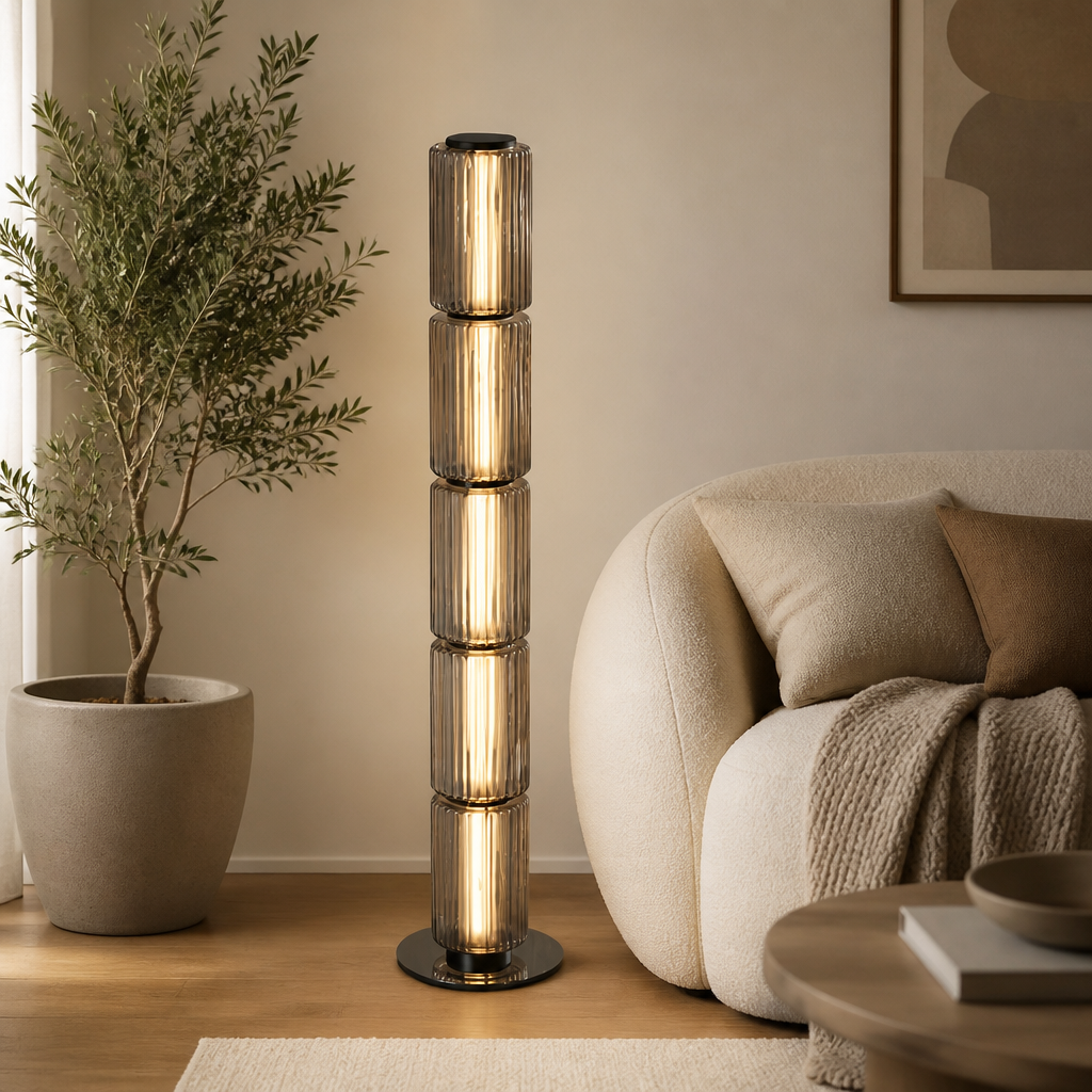 Scandinavian Smoked Glass LED Floor Lamp