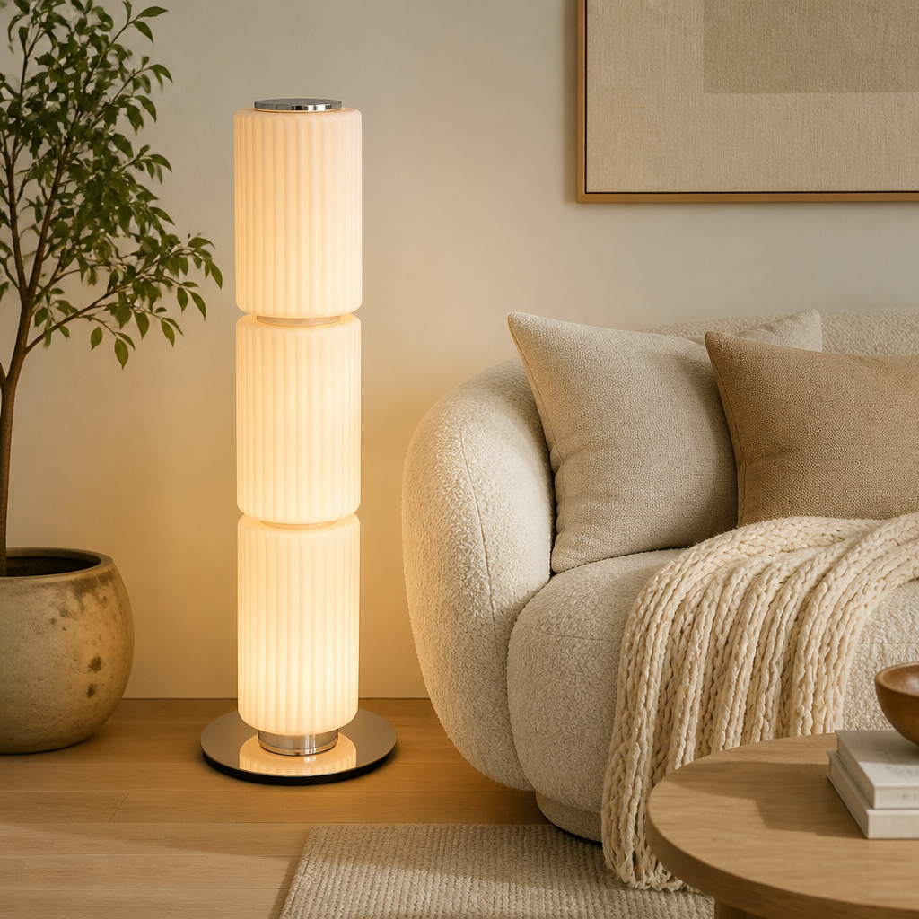 Scandinavian Smoked Glass LED Floor Lamp