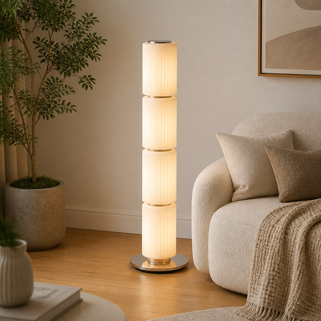 Scandinavian Smoked Glass LED Floor Lamp