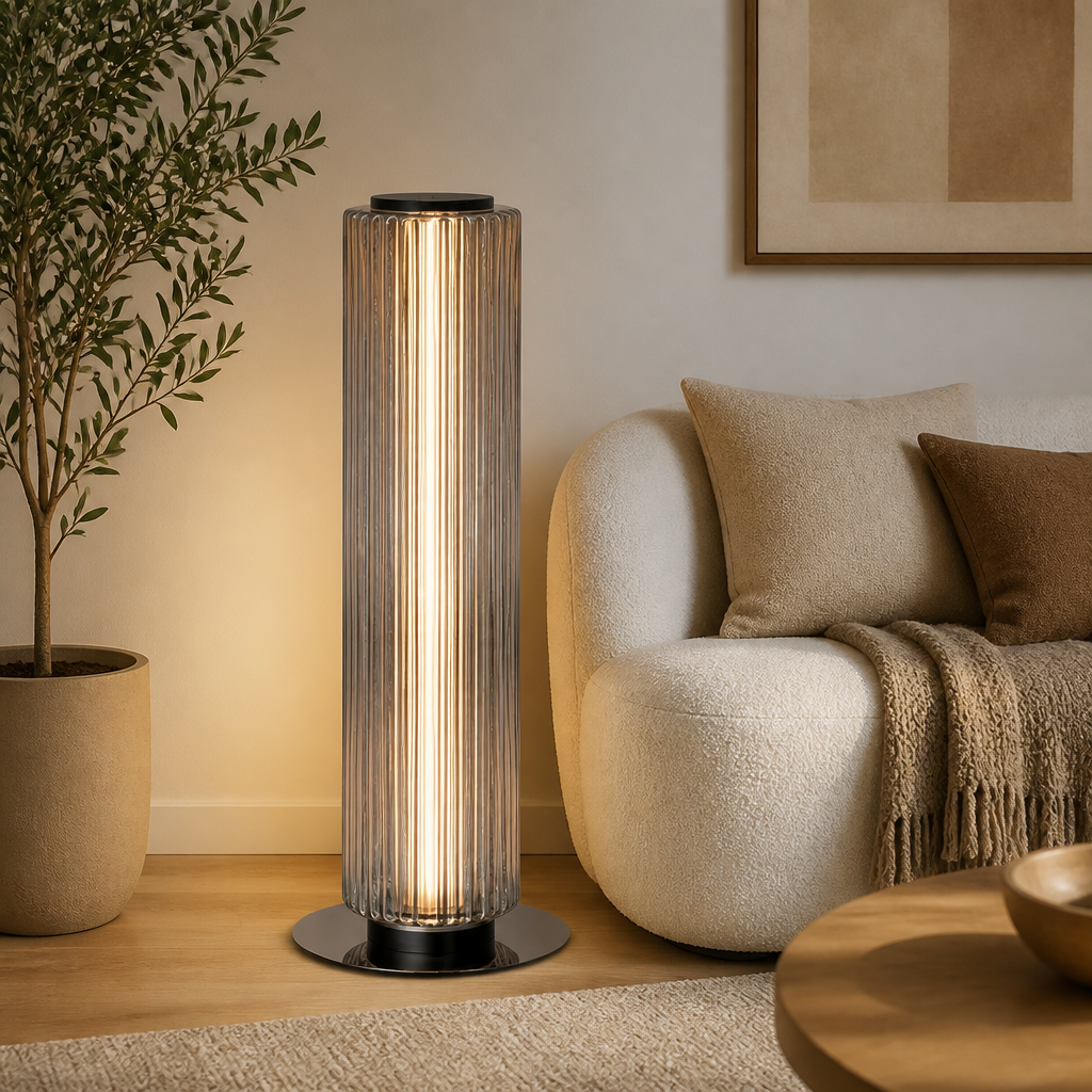 Scandinavian Smoked Glass LED Floor Lamp