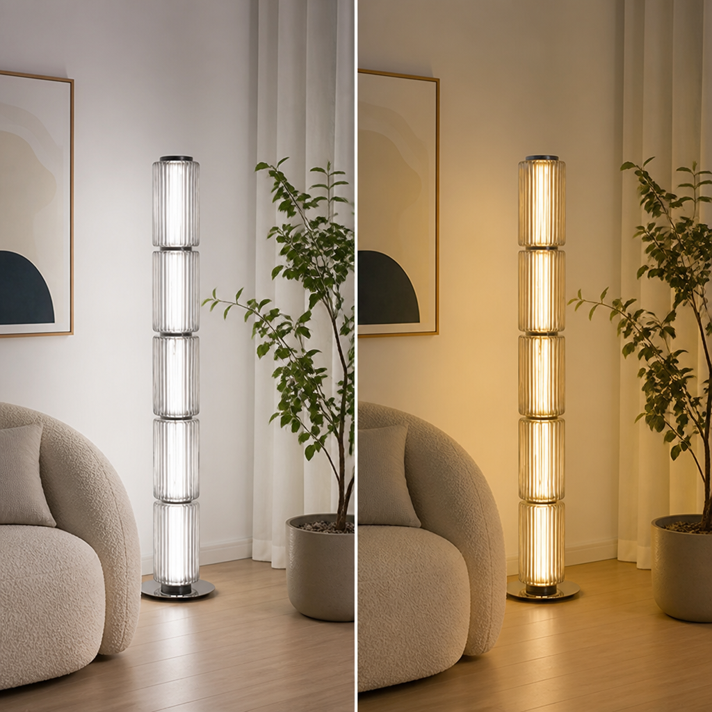 Scandinavian Smoked Glass LED Floor Lamp