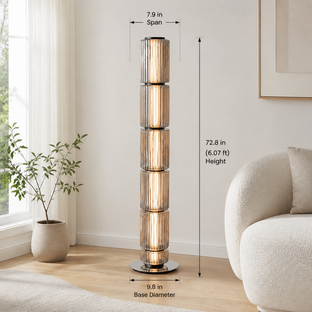 Scandinavian Smoked Glass LED Floor Lamp
