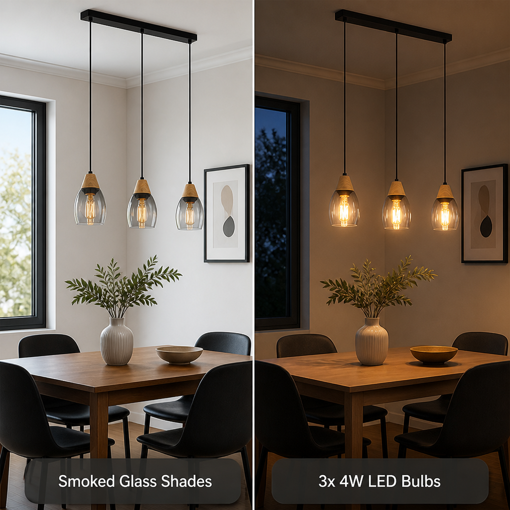 Scandinavian Smoked Glass LED Pendant Light