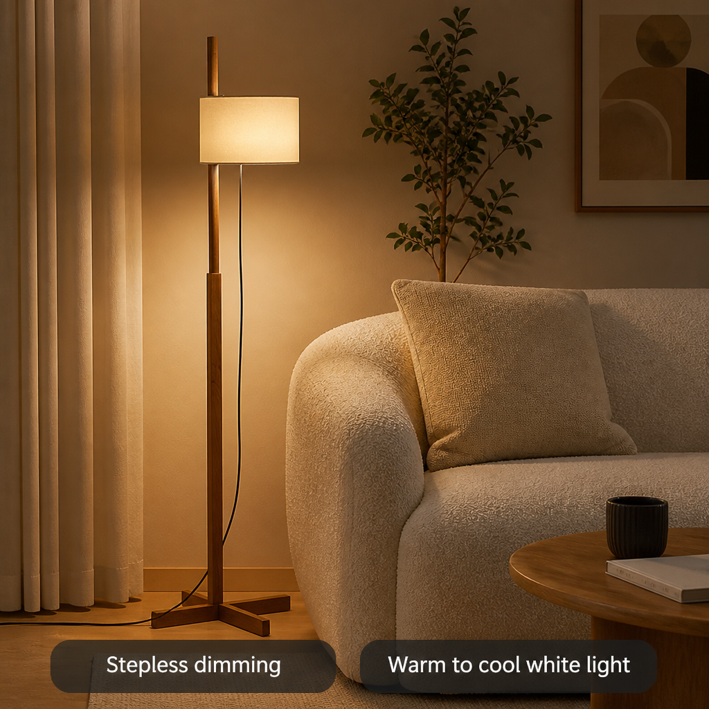 Scandinavian Solid Wood Adjustable Floor Lamp