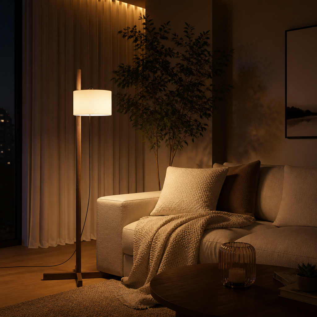 Scandinavian Solid Wood Adjustable Floor Lamp