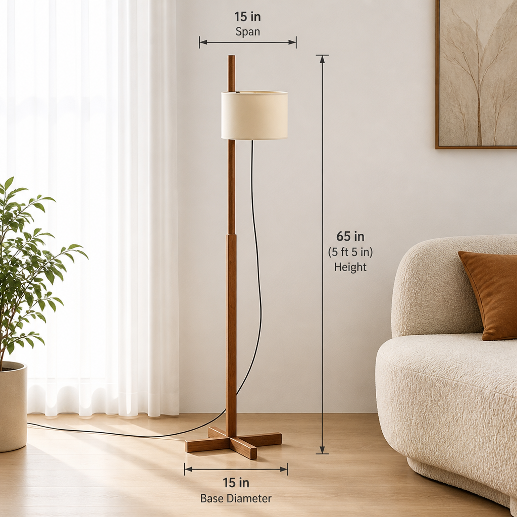 Scandinavian Solid Wood Adjustable Floor Lamp
