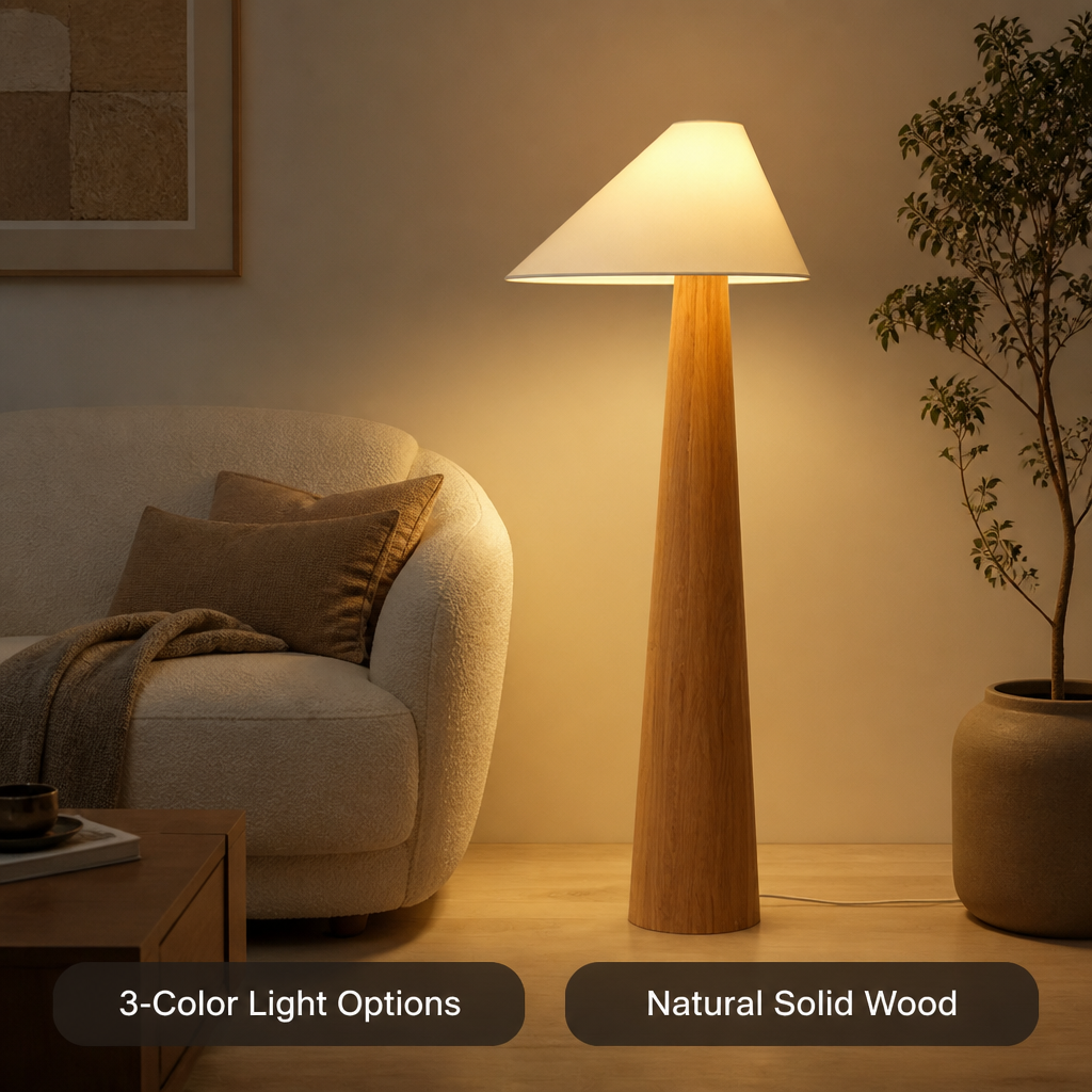 Scandinavian Solid Wood Floor Lamp