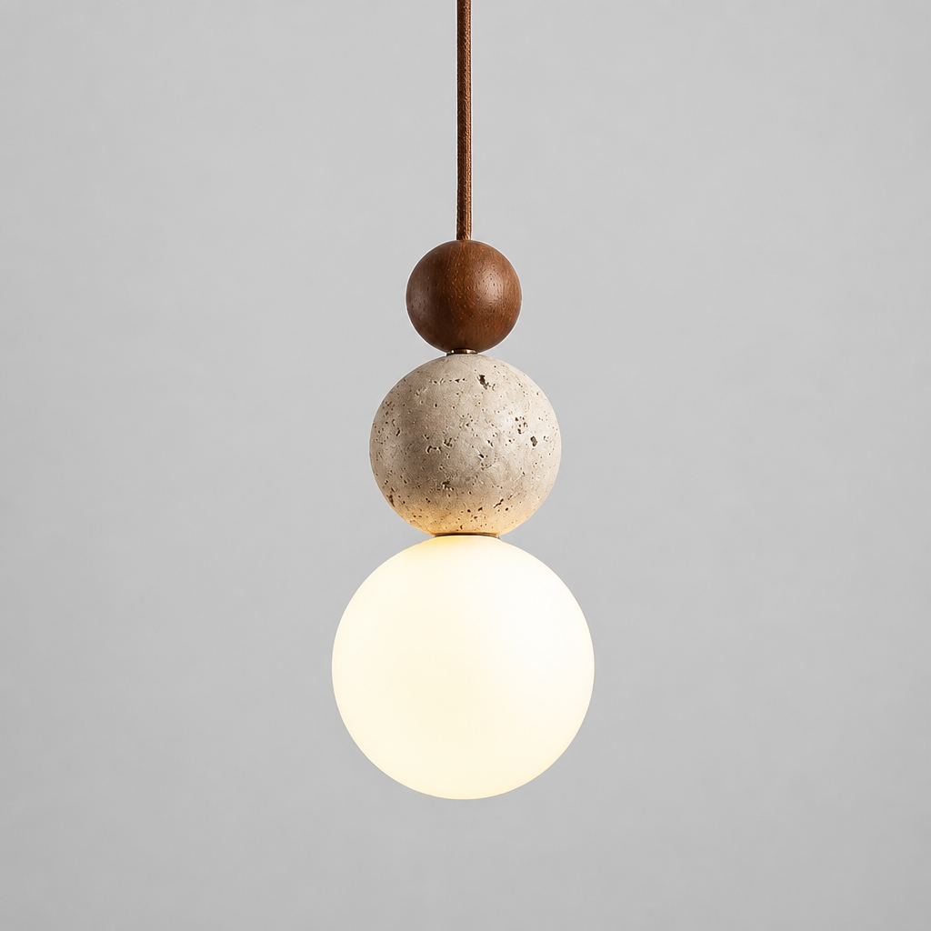 Scandinavian Stone & Wood LED Pendant Light