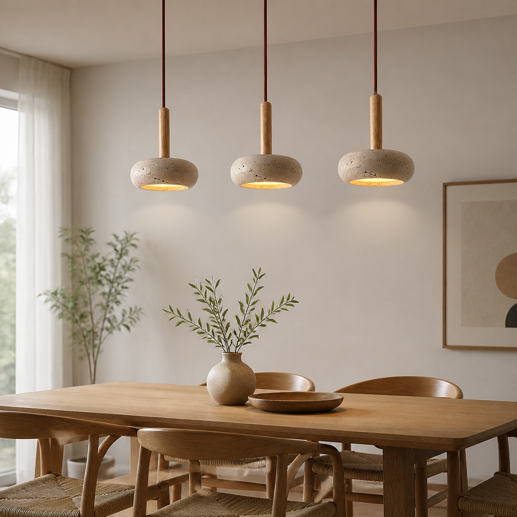 Scandinavian Stone & Wood LED Pendant Light