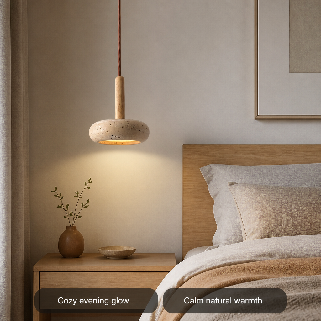 Scandinavian Stone & Wood LED Pendant Light