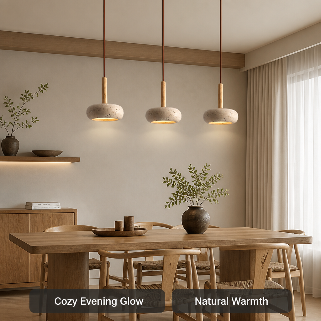 Scandinavian Stone & Wood LED Pendant Light