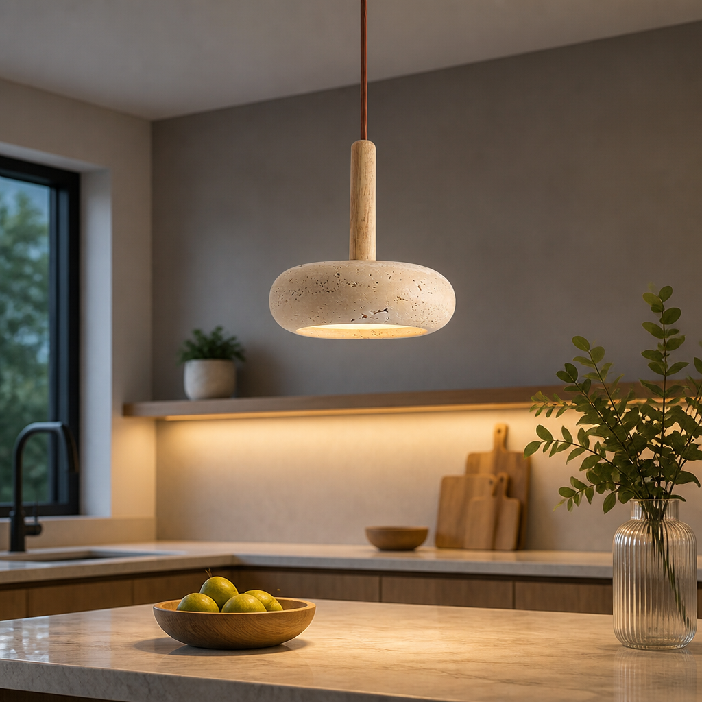 Scandinavian Stone & Wood LED Pendant Light