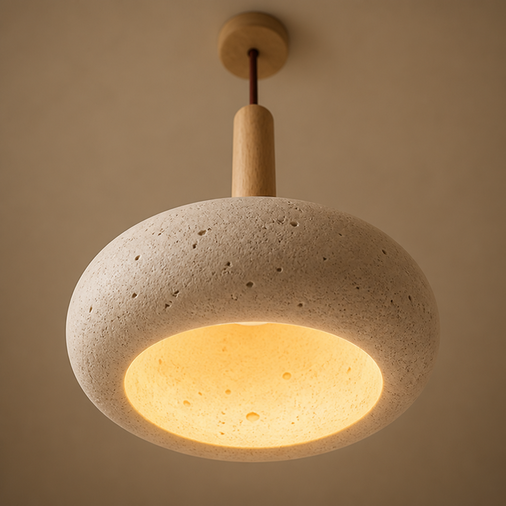 Scandinavian Stone & Wood LED Pendant Light
