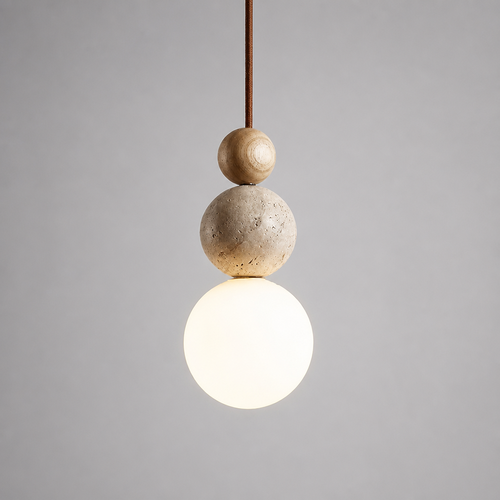 Scandinavian Stone & Wood LED Pendant Light