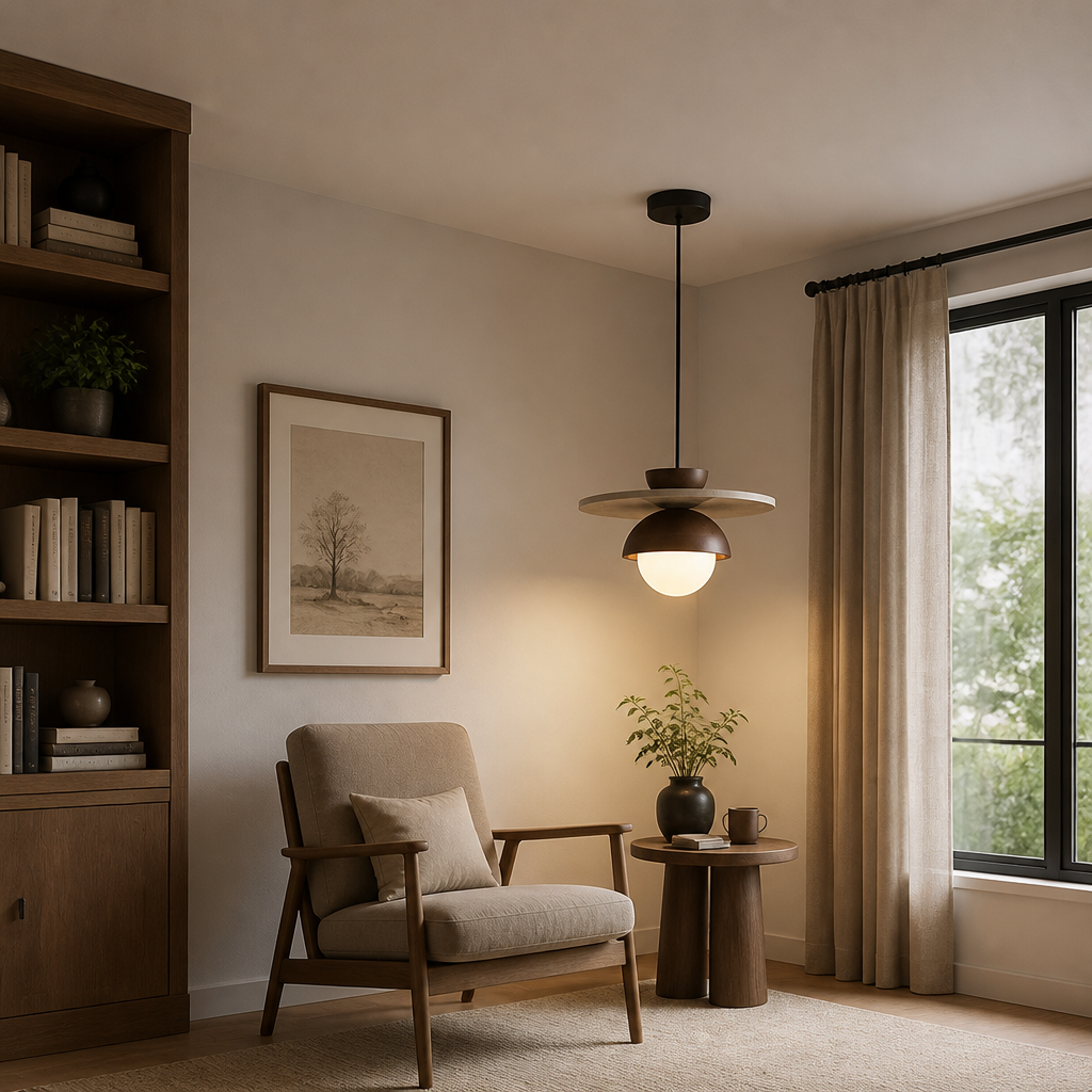 Scandinavian Walnut LED Pendant Light