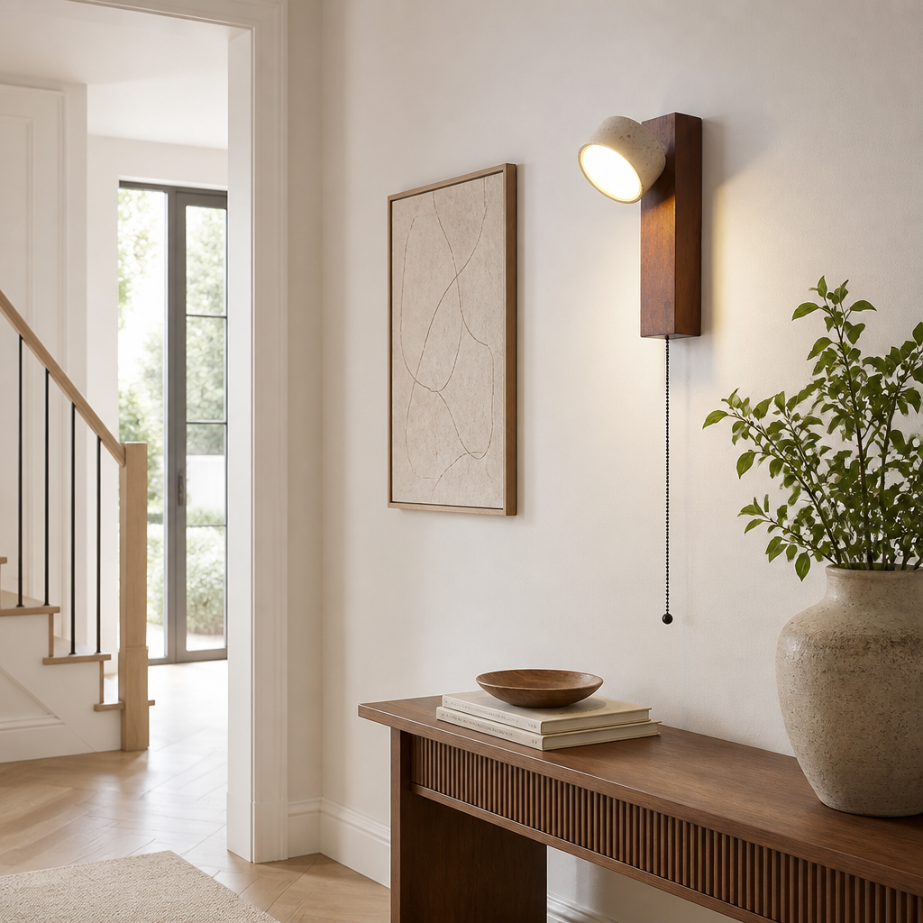 Scandinavian Walnut LED Rotatable Head Wall Sconce