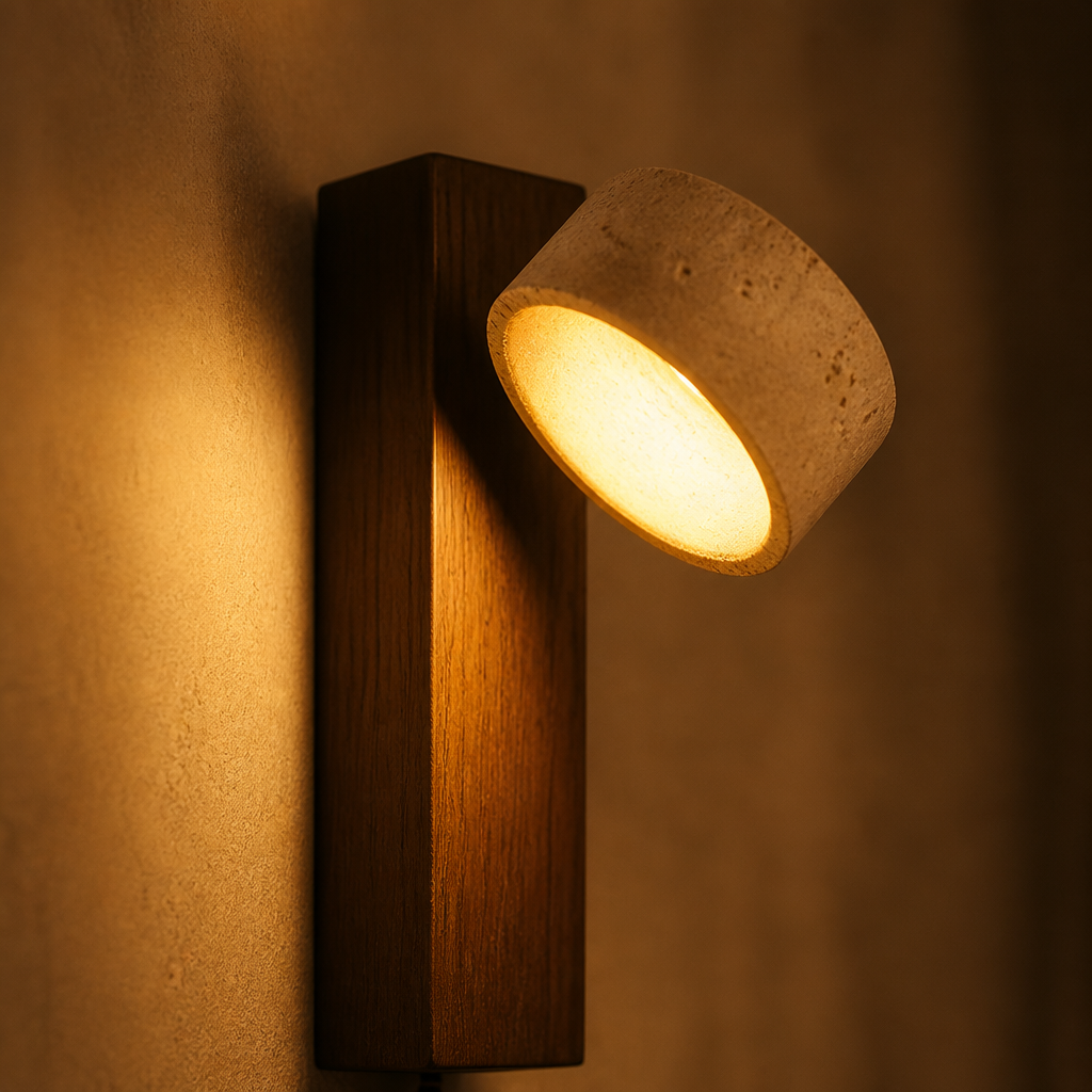 Scandinavian Walnut LED Rotatable Head Wall Sconce