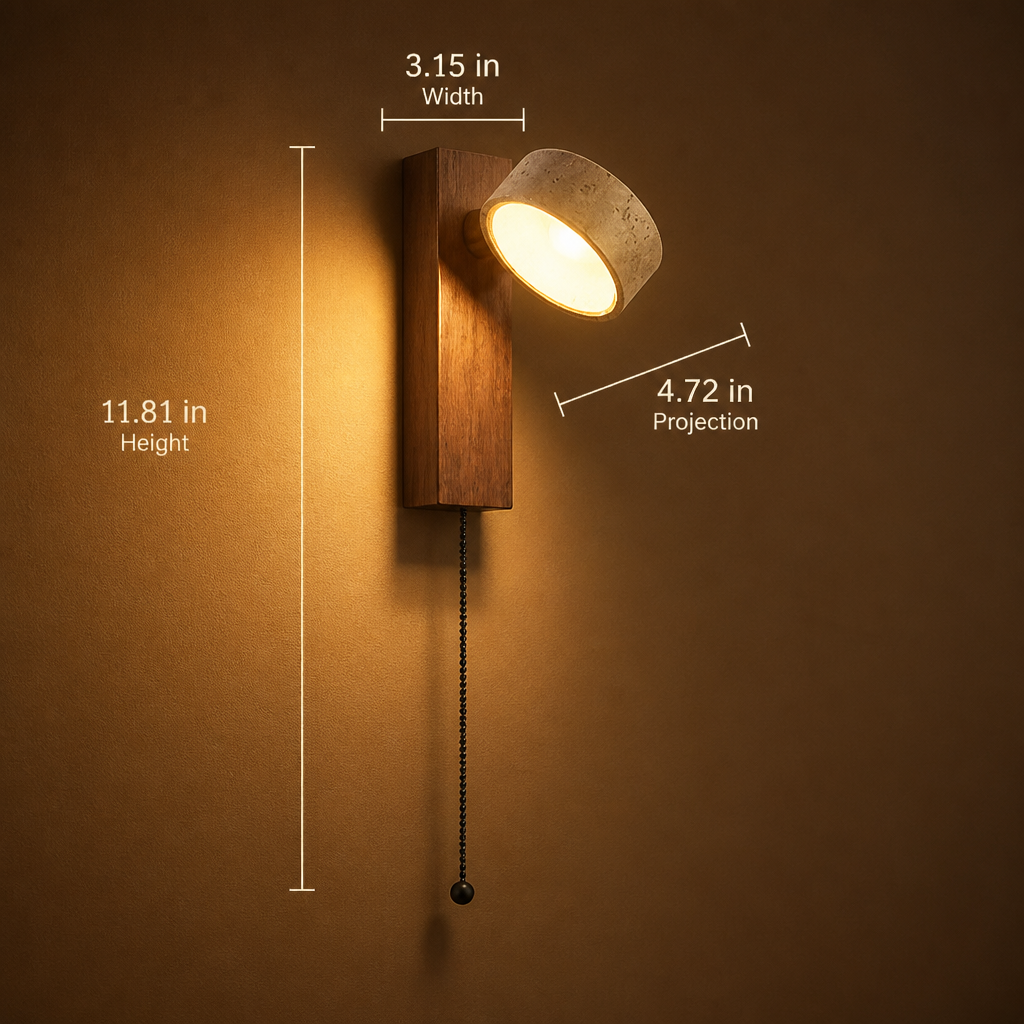 Scandinavian Walnut LED Rotatable Head Wall Sconce