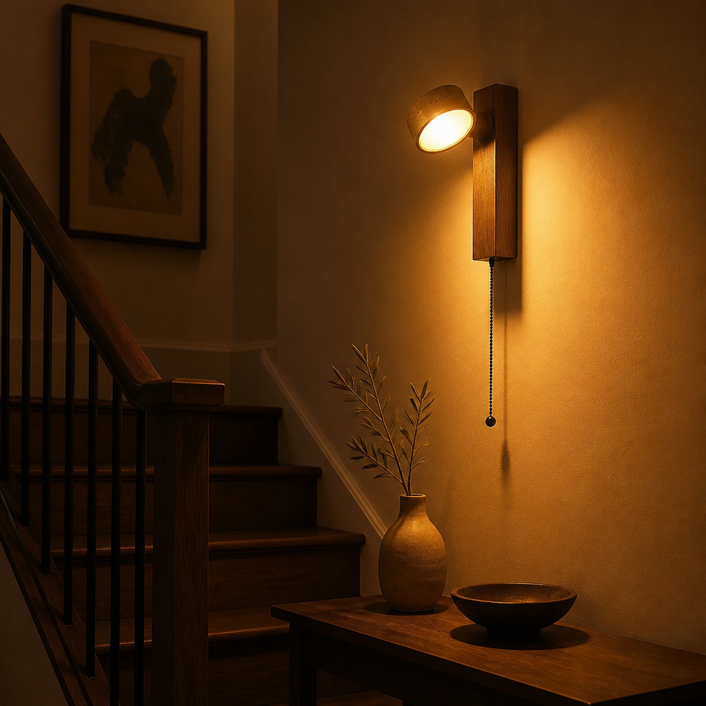 Scandinavian Walnut LED Rotatable Head Wall Sconce