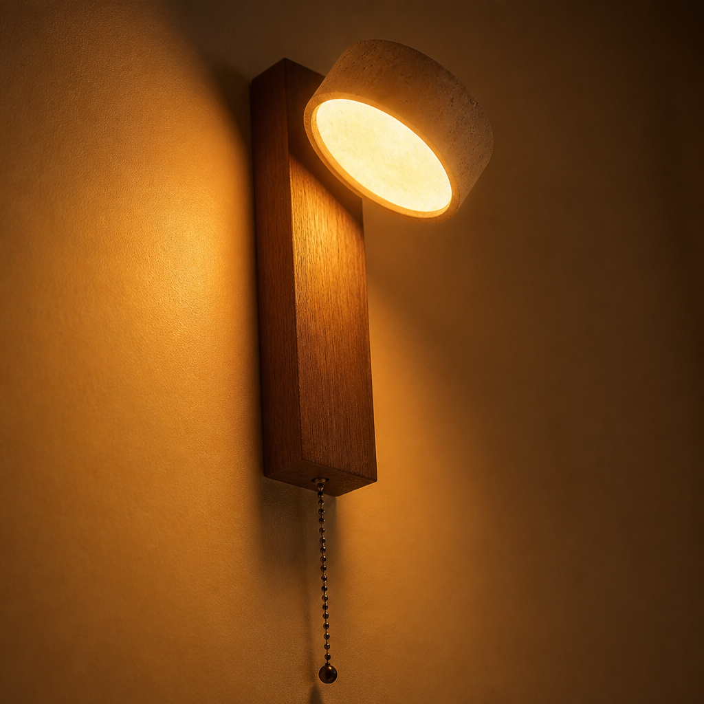 Scandinavian Walnut LED Rotatable Head Wall Sconce